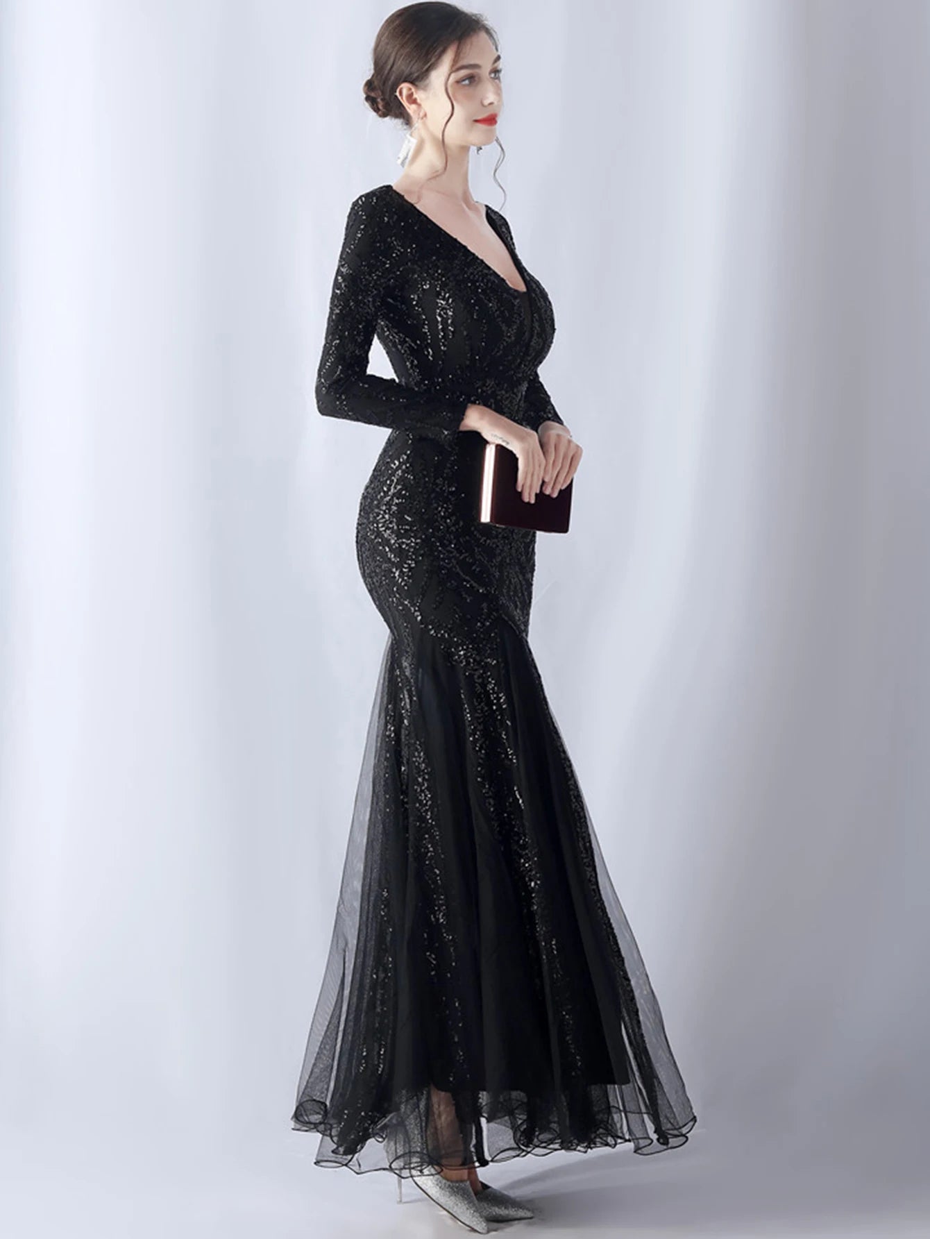 Sequin Dresses - Sexy backless maxi sequin summer dress women 2024 elegant luxury mesh wedding party dress long sleeve evening dresses vestidos