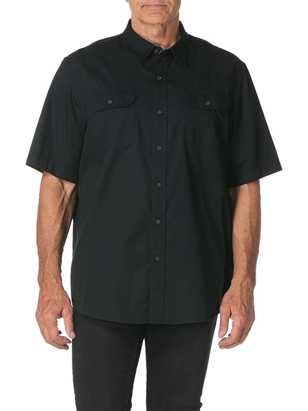 Shirts- Men's Solid Flap Shirt for Every Occasion- Black- Pekosa Women Fashion