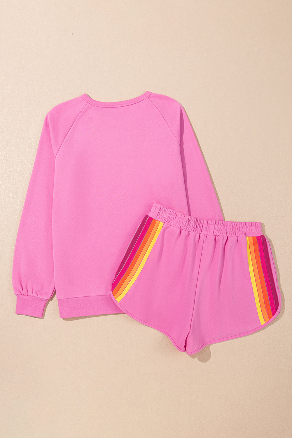 Trendy Striped Cotton Lounge Set with Pullover & Shorts