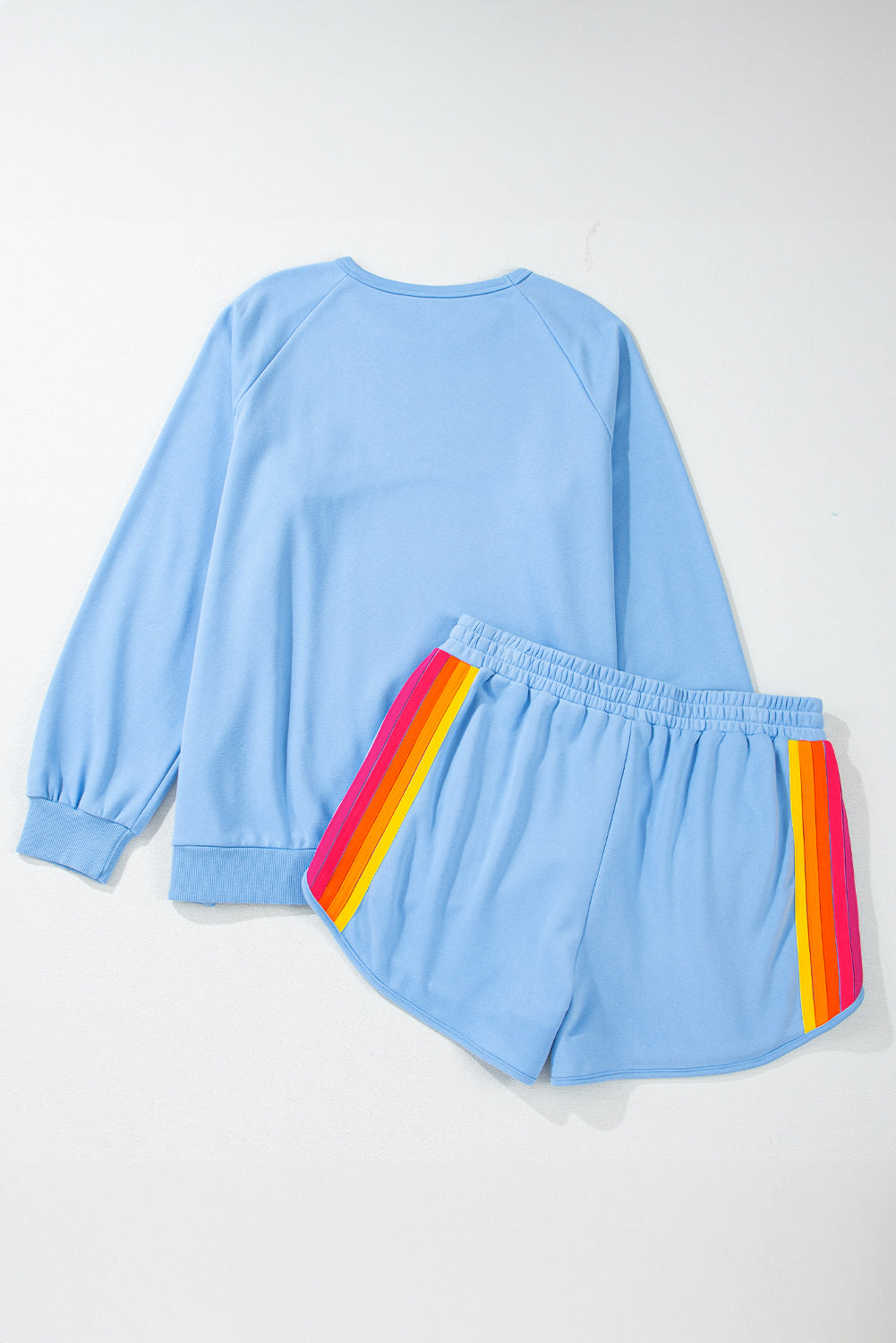 Trendy Striped Cotton Lounge Set with Pullover & Shorts