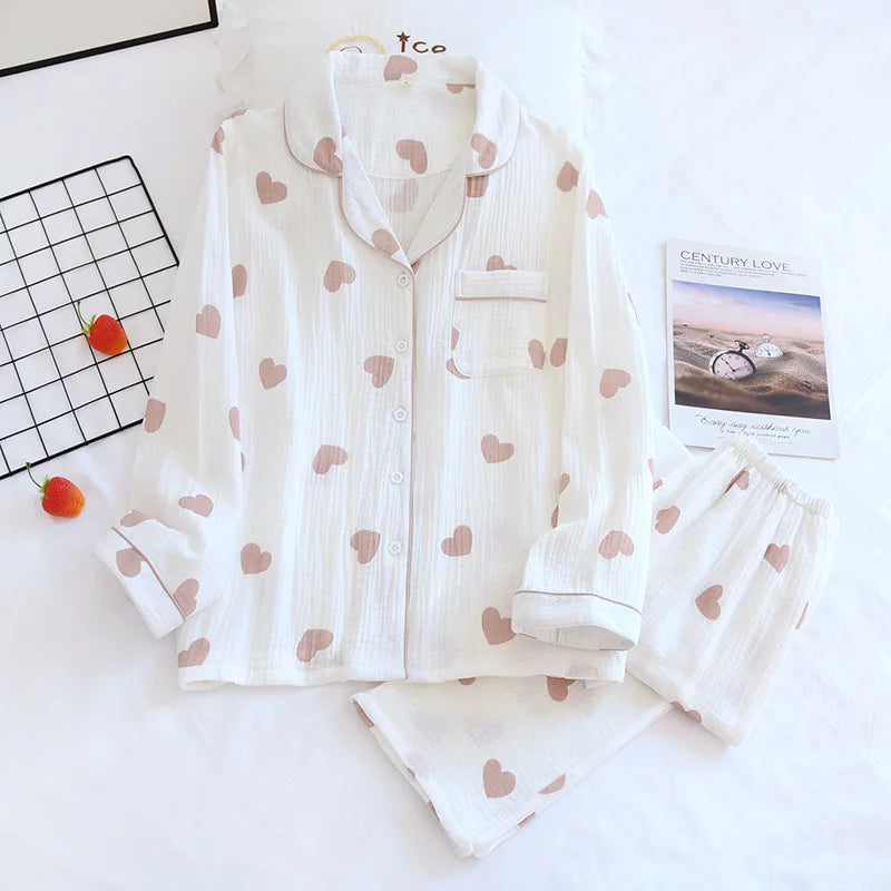 Sleepwear - Vintage-Inspired Floral Cotton Pajamas Women’s Nightwear