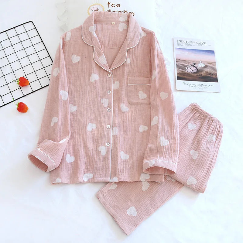 Sleepwear - Vintage-Inspired Floral Cotton Pajamas Women’s Nightwear