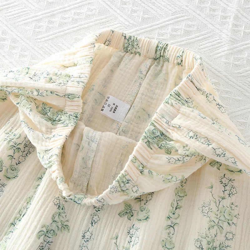 Sleepwear - Vintage-Inspired Floral Cotton Pajamas Women’s Nightwear