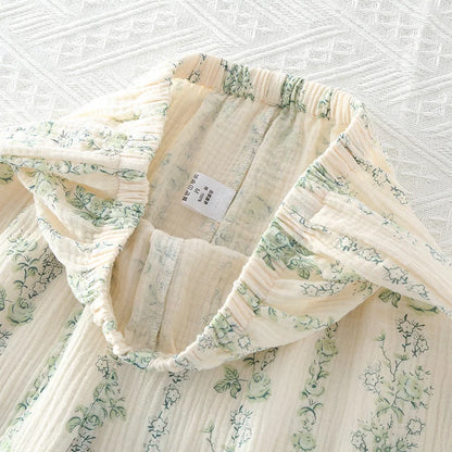 Sleepwear - Vintage-Inspired Floral Cotton Pajamas Women’s Nightwear