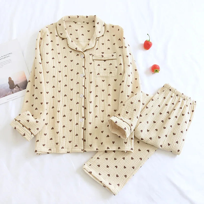 Sleepwear - Vintage-Inspired Floral Cotton Pajamas Women’s Nightwear