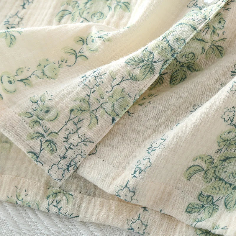 Sleepwear - Vintage-Inspired Floral Cotton Pajamas Women’s Nightwear