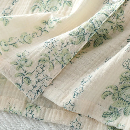 Sleepwear - Vintage-Inspired Floral Cotton Pajamas Women’s Nightwear