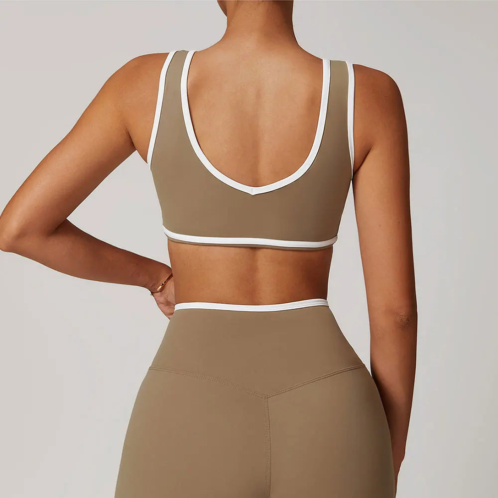 Sporty Bra - Athletic V-Neck Sporty Bra Workout Style Top