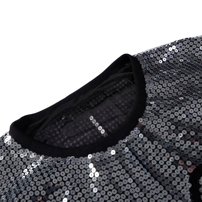 Sporty Outfits - Sporty Sequined T-Shirt Dress for Super Bowl Game Day