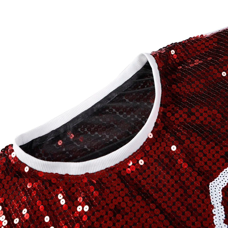 Sporty Outfits - Sporty Sequined T-Shirt Dress for Super Bowl Game Day