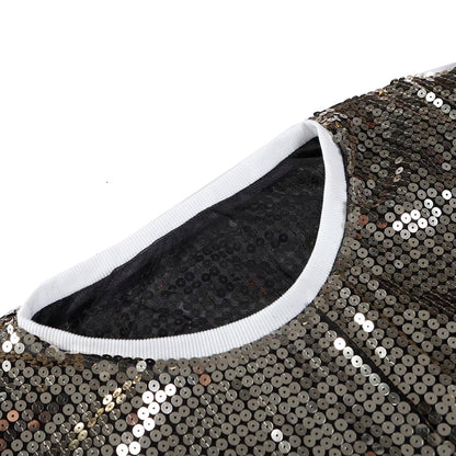 Sporty Outfits - Sporty Sequined T-Shirt Dress for Super Bowl Game Day