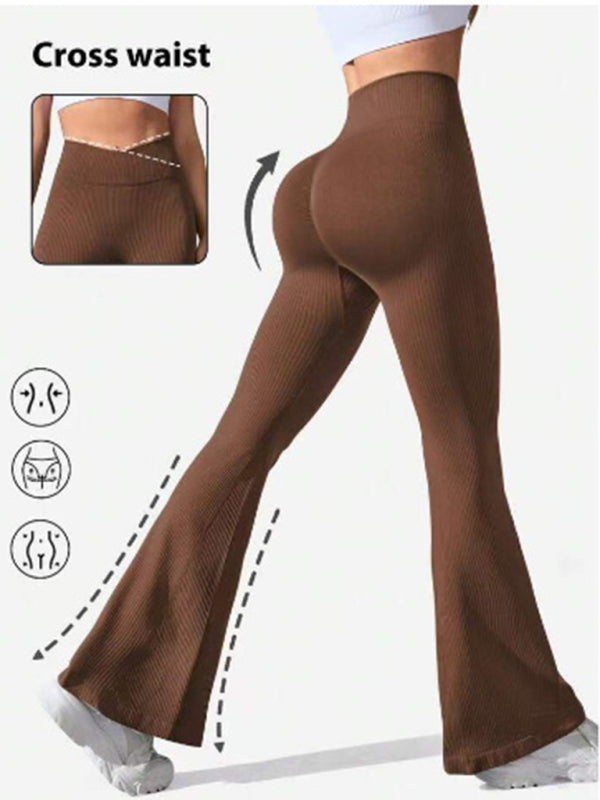 Sporty Pants - Flared Yoga Leggings - High Waist & Quick Dry Pants