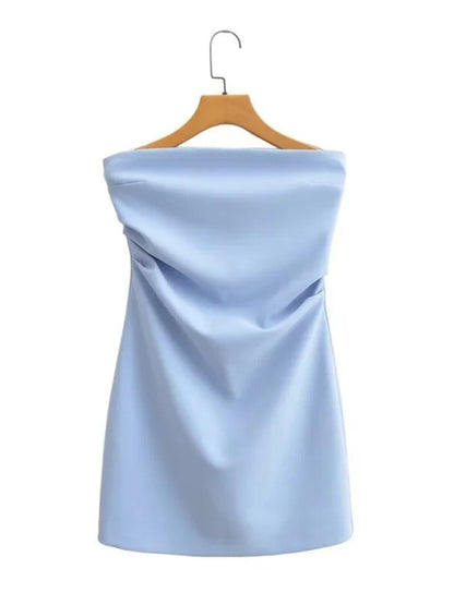 Strapless Dresses - Solid Strapless Sheath Mini Dress