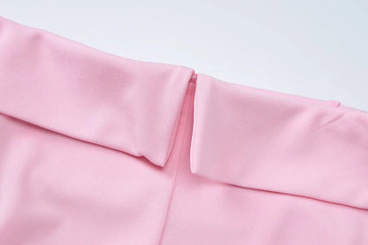 Strapless Dresses- Tailored Pink Strapless Mini Dress- - Chuzko Women Clothing