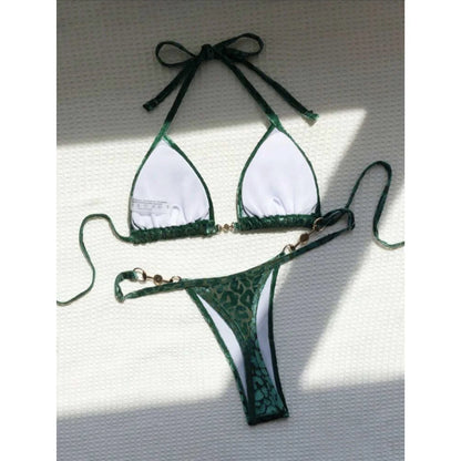 String Bikinis - Trendy Leopard 2 Piece Bikini for Sunbathing and Beach Volleyball