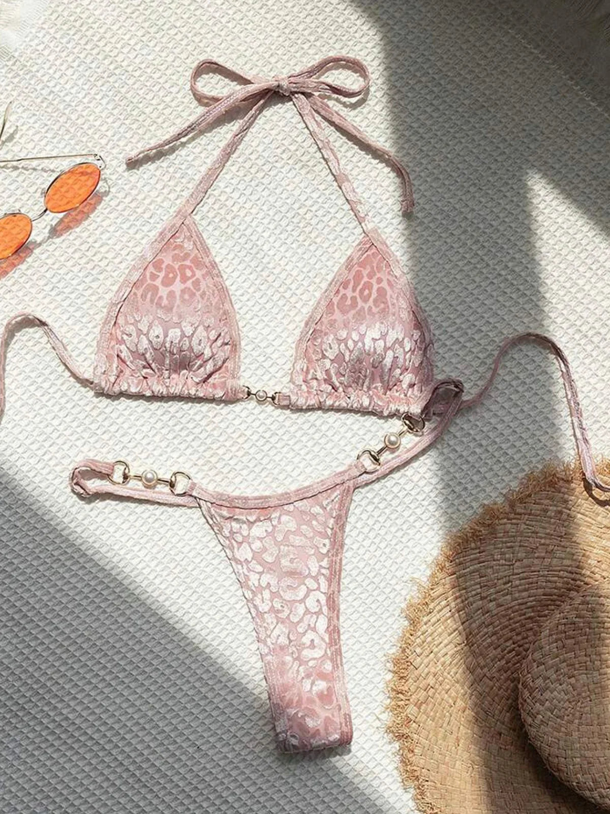String Bikinis - Trendy Leopard 2 Piece Bikini for Sunbathing and Beach Volleyball