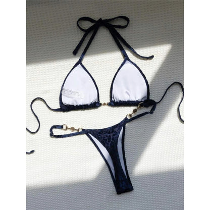 String Bikinis - Trendy Leopard 2 Piece Bikini for Sunbathing and Beach Volleyball