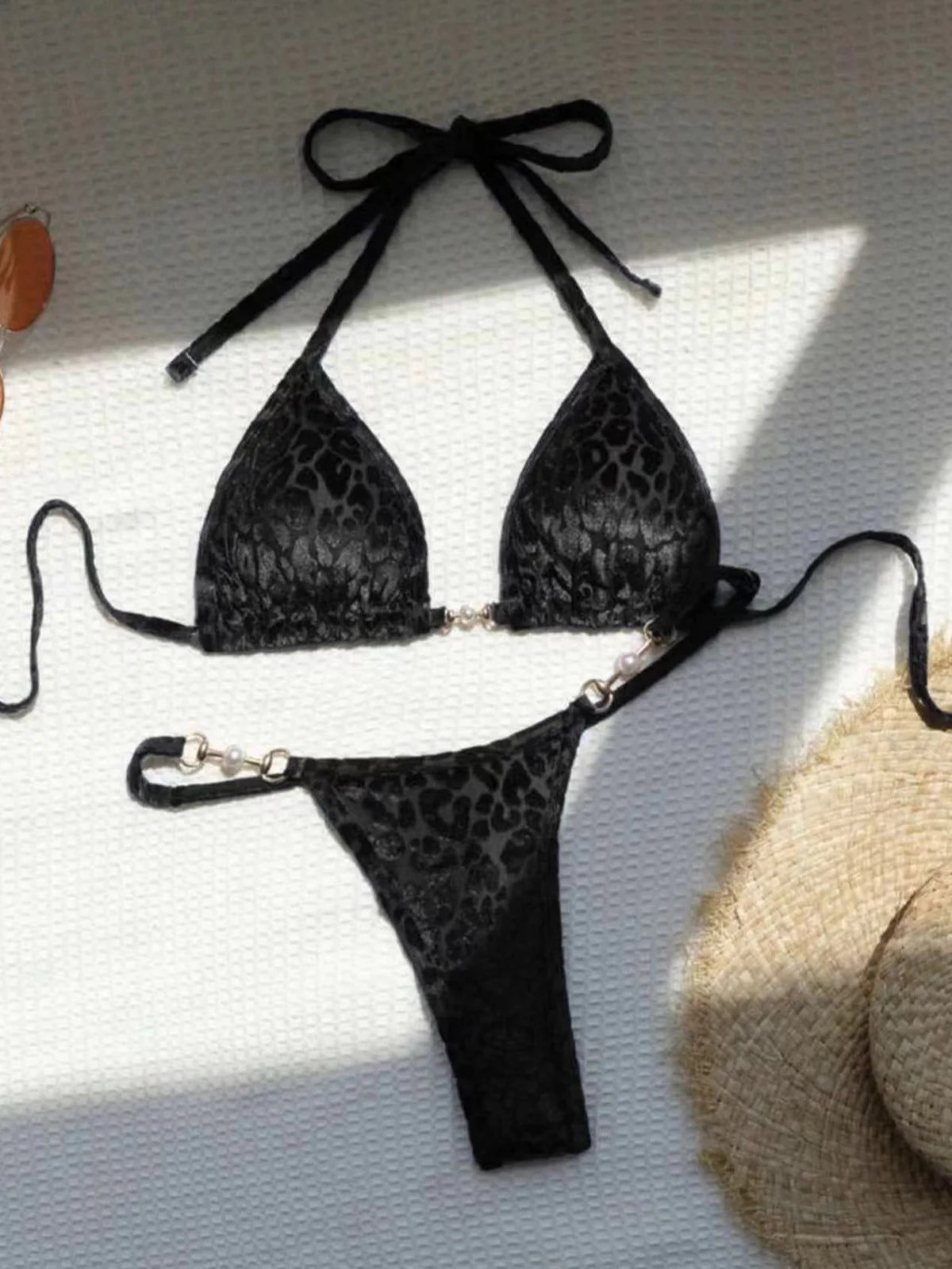 String Bikinis - Trendy Leopard 2 Piece Bikini for Sunbathing and Beach Volleyball