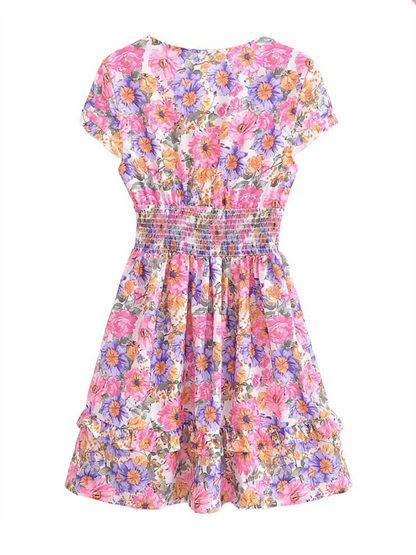 Summer Dresses- Garden Party Essential Romantic Floral A-Line Sundress- - Chuzko Women Clothing