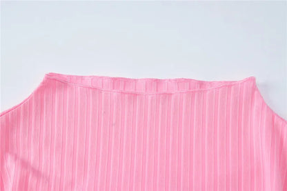 Summer Dresses- Pink Ruffle Hem Party Dress- - Chuzko Women Clothing