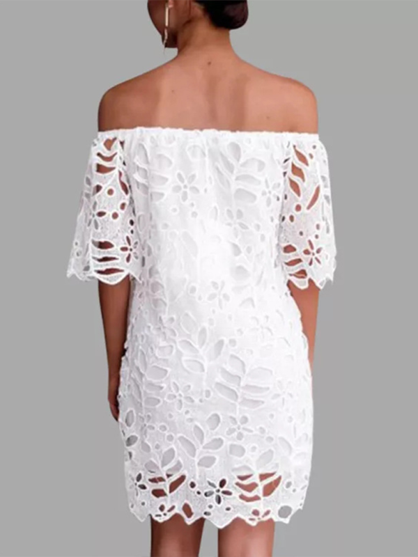 Sunny Days Damen schulterfreies Minikleid mit Ösenspitze