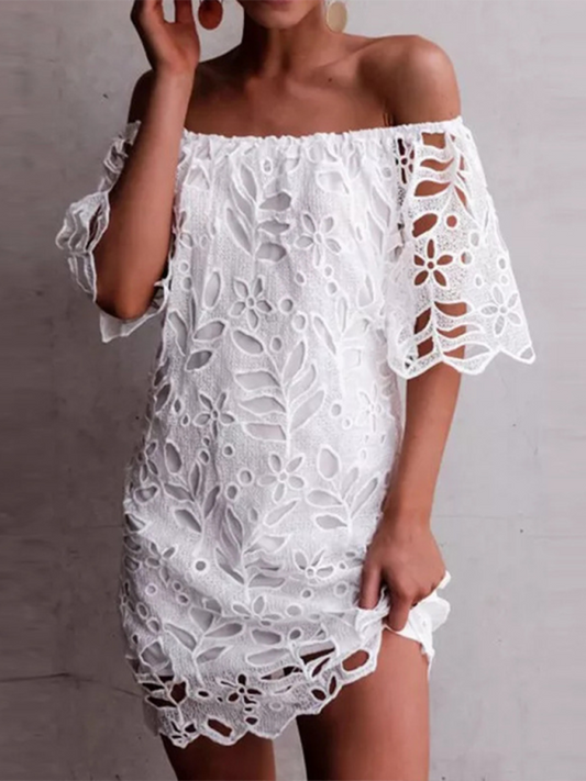 Sunny Days Women's Eyelet Lace Off-Shoulder Mini Dress