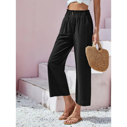 Summer Pants - Women's Casual Cotton Lounge Pants with Elastic Waistband