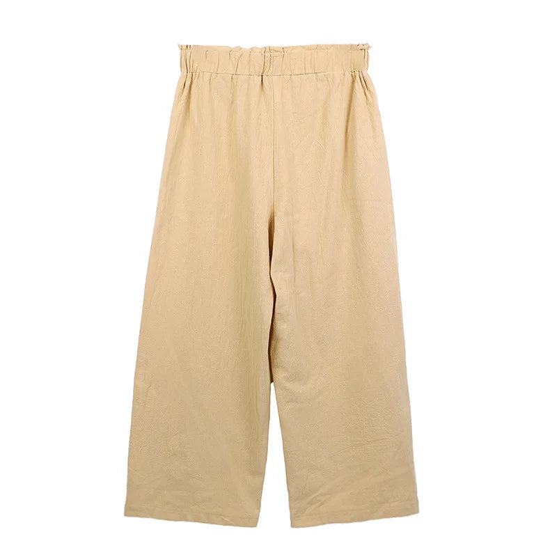 Summer Pants - Women's Casual Cotton Lounge Pants with Elastic Waistband