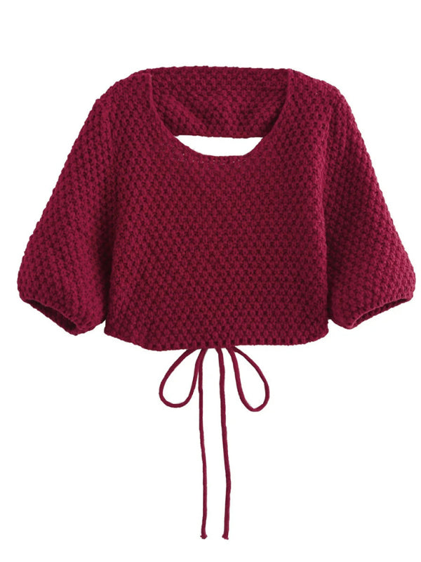 Sweaters - Backless Bolero Crop Knit Sweater