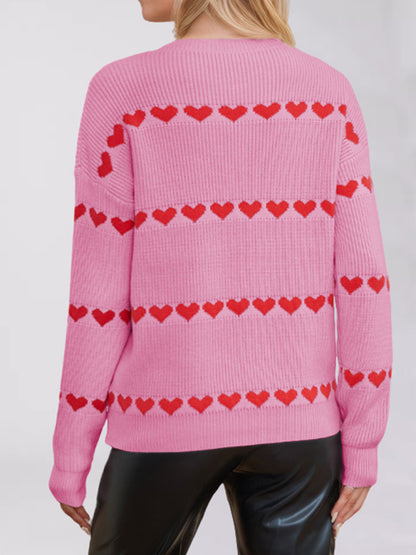 Sweaters - Casual Heart Pattern Sweater Jumper – Love in Style