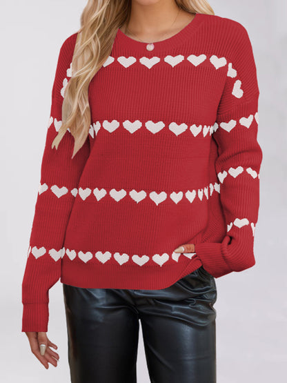 Sweaters - Casual Heart Pattern Sweater Jumper – Love in Style