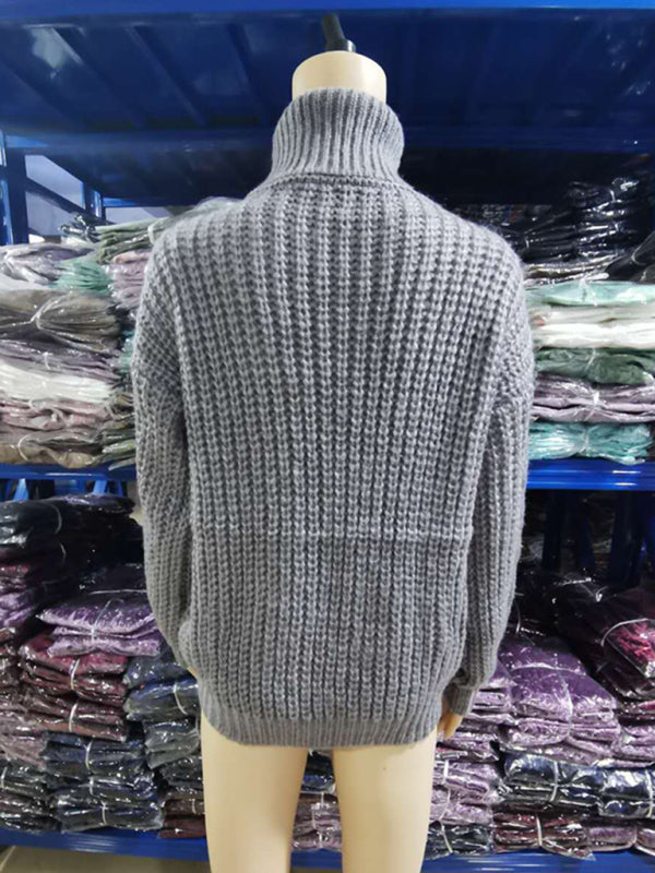 Sweaters - Casual Knitwear Mohair Turtleneck Sweater for Women