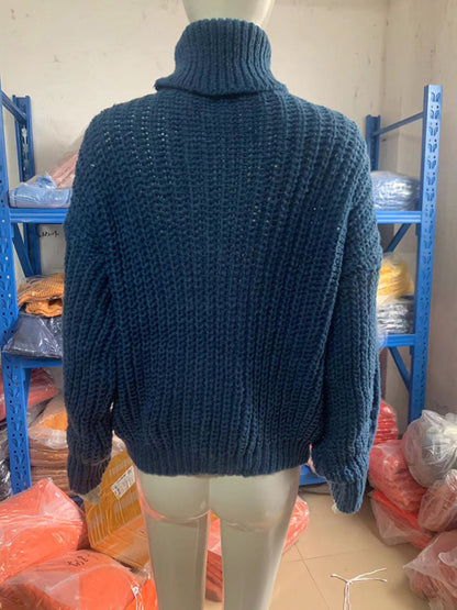 Sweaters - Casual Knitwear Mohair Turtleneck Sweater for Women