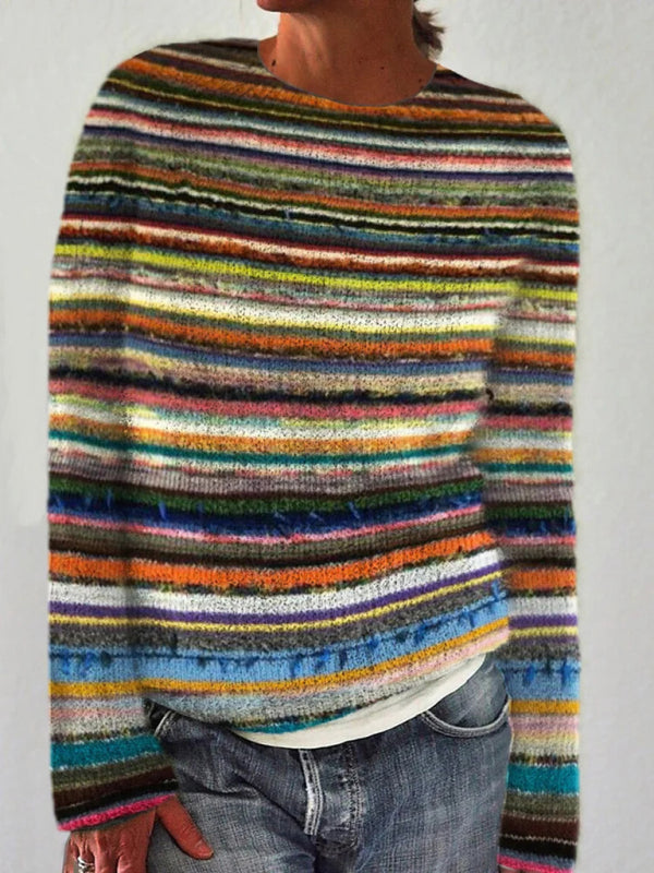 Sweaters - Multi-Color Knit Jumpers Artistic Print Sweaters for Everyday