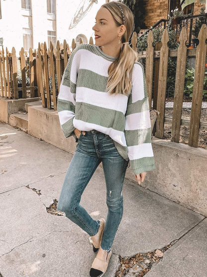 Sweaters - Red & White Striped Sweater Oversized Jumper