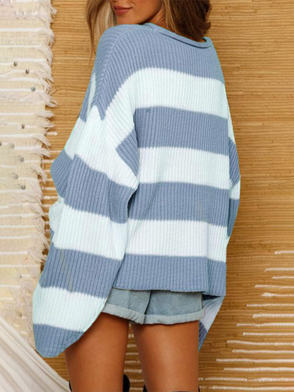 Sweaters - Red & White Striped Sweater Oversized Jumper