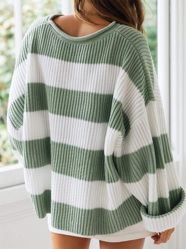 Sweaters - Red & White Striped Sweater Oversized Jumper