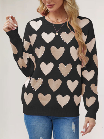 Sweaters - Valentine's Heart Sweater with Pearl Accents