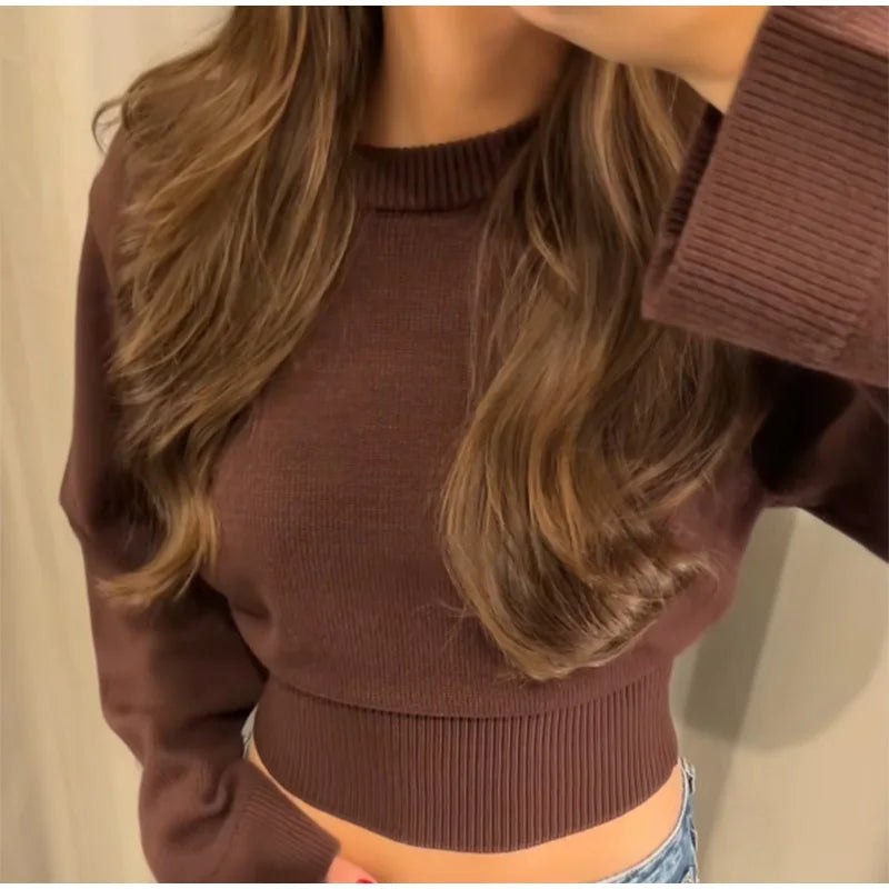 Sweaters - Casual Flared Sleeve Knit Sweater