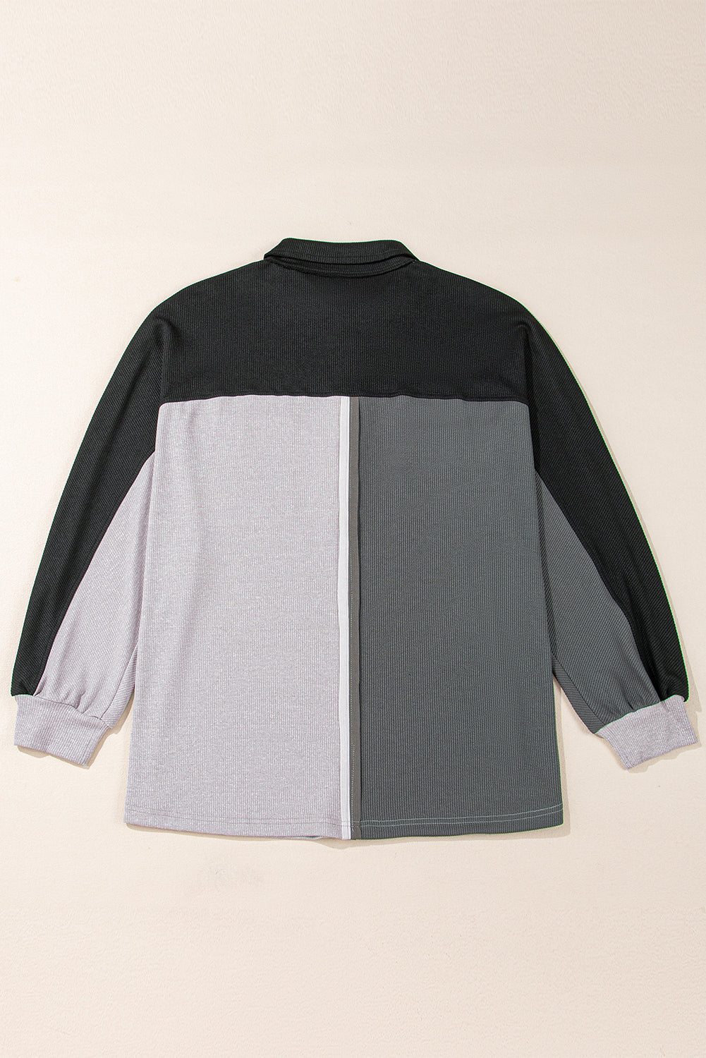 Sweatshirts & Hoodies - Colorblock Oversized Sweatshirt Ribbed Top