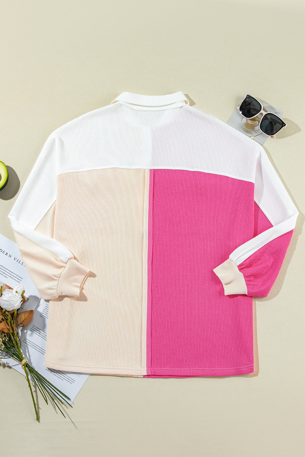 Sweatshirts & Hoodies - Colorblock Oversized Sweatshirt Ribbed Top