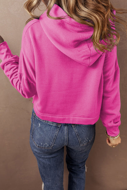Sweatshirts & Hoodies - Cropped Hoodie with Drawstring Style