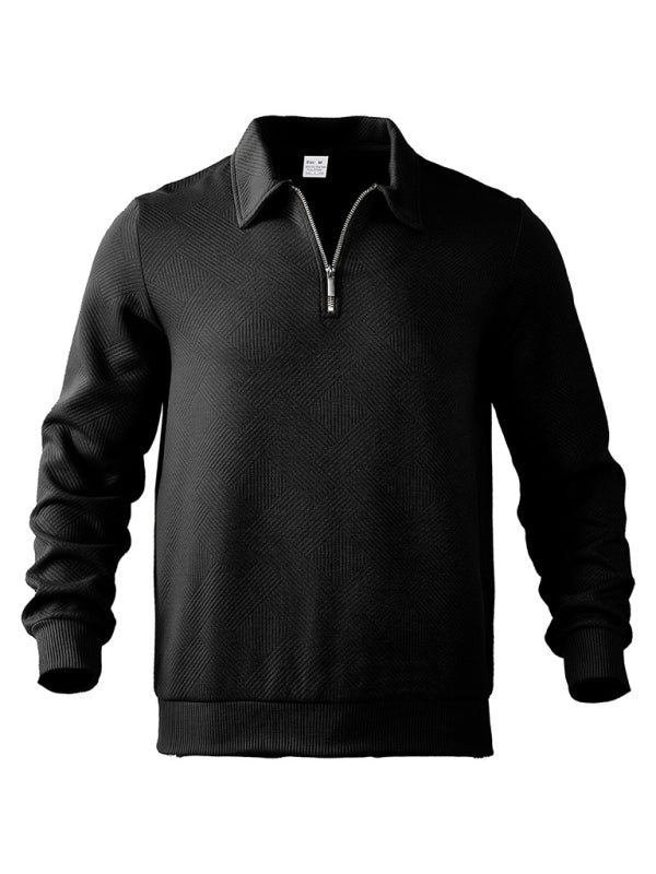 Sweatshirts - Men's Textured Chevron Zip-Up Pullover