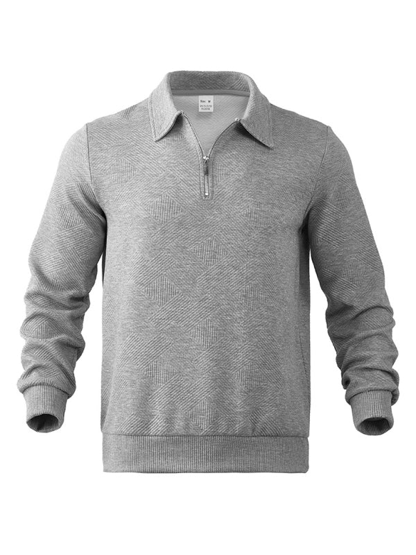 Sweatshirts - Men's Textured Chevron Zip-Up Pullover