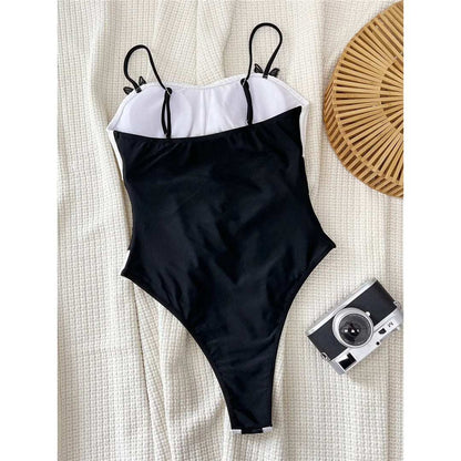 Swimwear - Color Block One-Piece Swimwear with Cutout