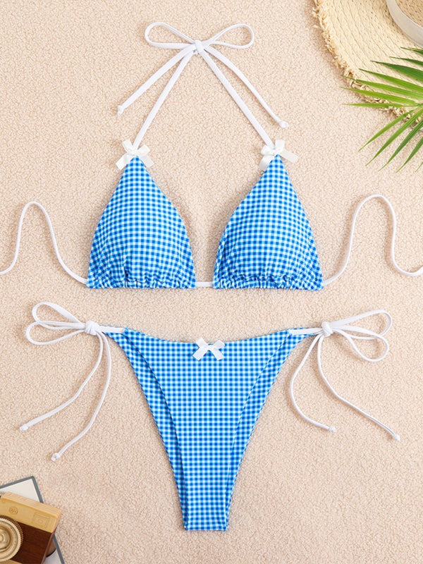 Swimwear - Plaid Gingham String Bikini 2 Piece Swimwear