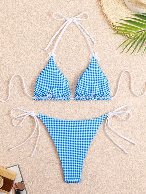 Swimwear - Plaid Gingham String Bikini 2 Piece Swimwear