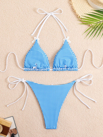 Swimwear - Plaid Gingham String Bikini 2 Piece Swimwear