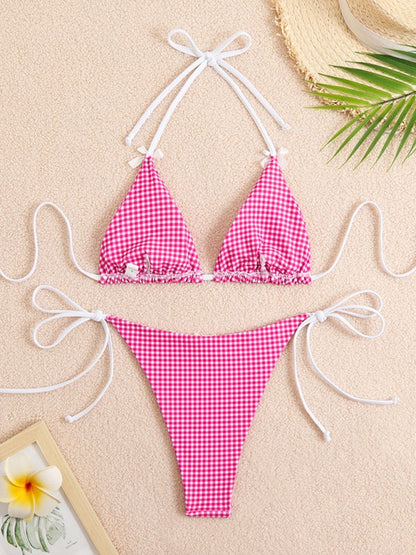Swimwear - Plaid Gingham String Bikini 2 Piece Swimwear
