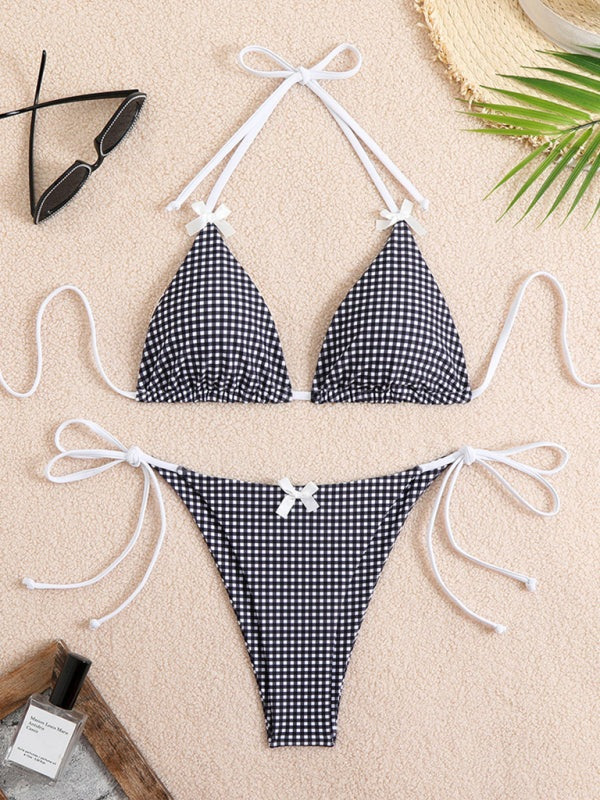 Swimwear - Plaid Gingham String Bikini 2 Piece Swimwear